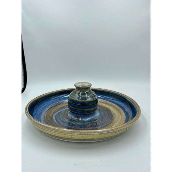 Handmade Pottery Rustic Studio Art Ceramic Platter Serving Dish Incense Holder - Picture 7 of 11